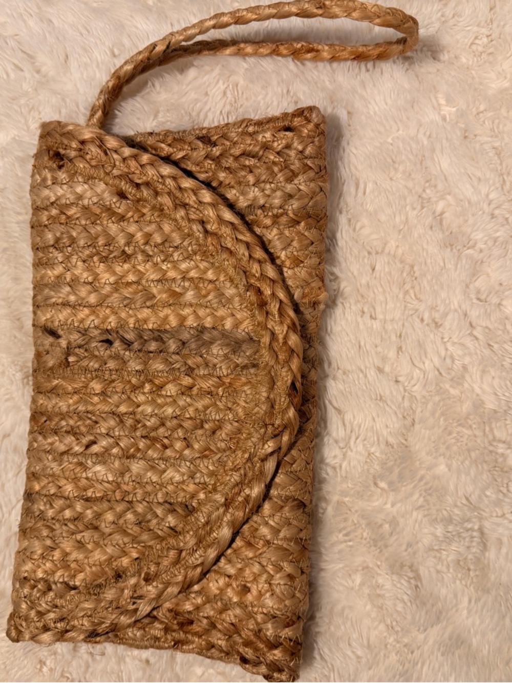 Woven Straw Crossbody Clutch - Natural Tan